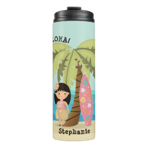 Hawaiianisches Surfer-Mädchen Thermosbecher