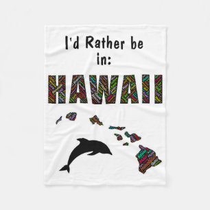 Hawaiianisches T-Shirt Ich wäre lieber auf Hawaii Fleecedecke