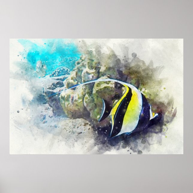 Hawaiianisches tropisches Fischwasser - maurisches Poster (Vorne)