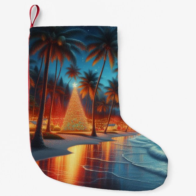 Hawaiianisches/tropisches Weihnachten Kleiner Weihnachtsstrumpf (Vorderseite)