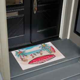Hawaiianisches Weihnachtssurfboard Begrüßungsmatte Fußmatte
