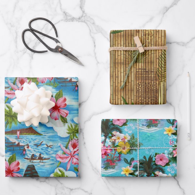 Hawaiianisches Wrapping Paper-Set Geschenkpapier Set (Vorderseite)