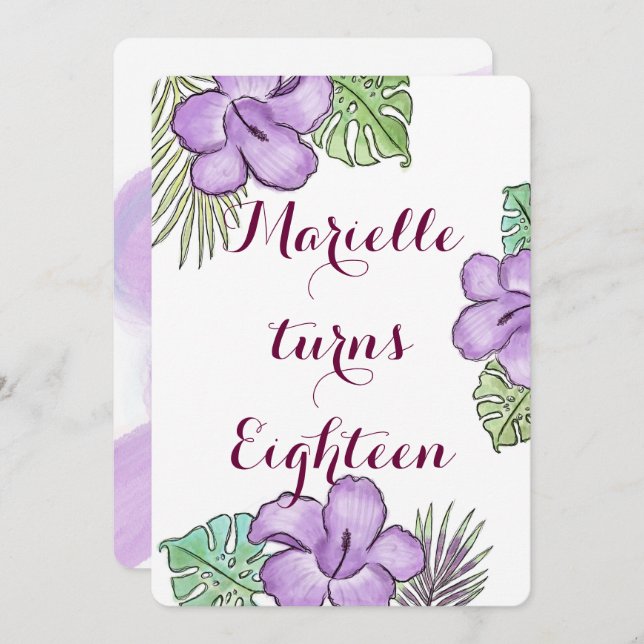 Hawaiin Theme Einladung (Vorne/Hinten)