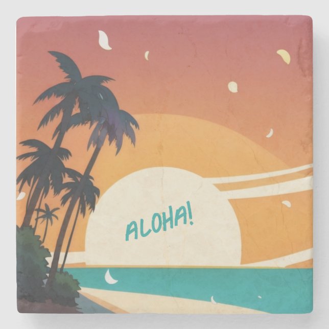Hawaiisch/Aloha/Tropical/Strand Steinuntersetzer (Vorderseite)