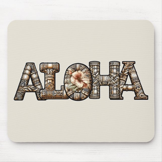 Hawaiisch-Polynesischer Aloha Bamboo Look Mousepad (Vorne)