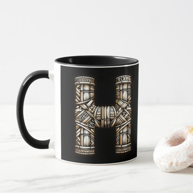 Hawaiisch-Polynesischer Aloha Letter H Custom Init Tasse (Mit Donut)