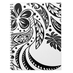 Hawaiisch - Polynesisches Schwarz-Weiß-Tribal Notizblock