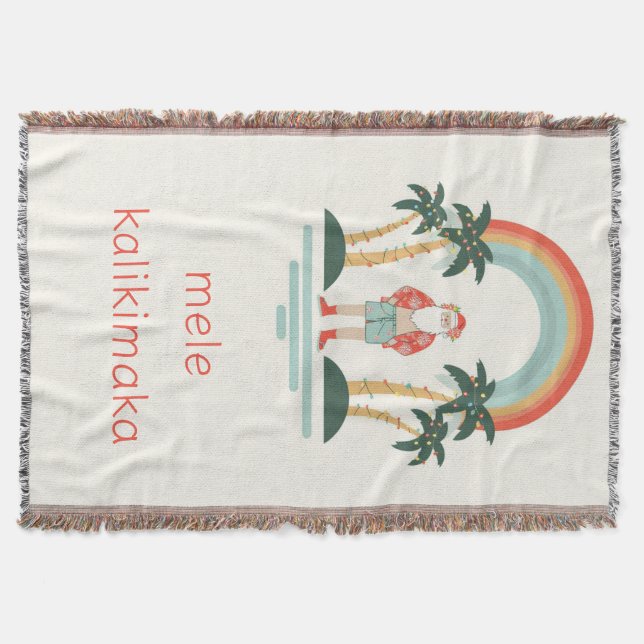 Hawaiisch/Regenbogen/Palmen Santa Decke (Vorderseite)