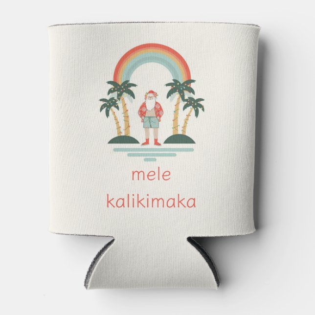 Hawaiisch/Regenbogen/Palmen Santa Dosenkühler (Vorderseite)