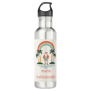 Hawaiisch/Regenbogen/Palmen Santa Edelstahlflasche