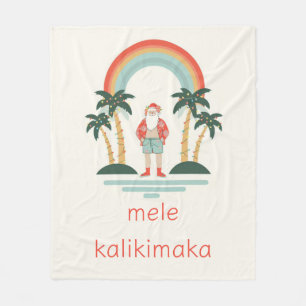 Hawaiisch/Regenbogen/Palmen Santa Fleecedecke