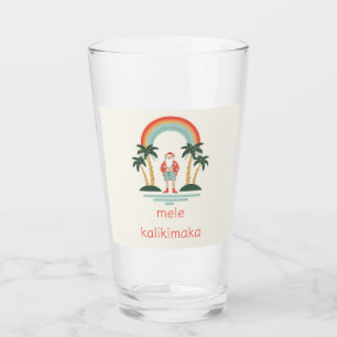 Hawaiisch/Regenbogen/Palmen Santa Glas