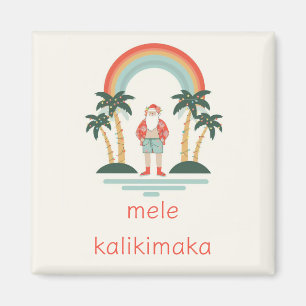 Hawaiisch/Regenbogen/Palmen Santa Magnet