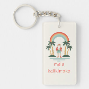 Hawaiisch/Regenbogen/Palmen Santa Schlüsselanhänger