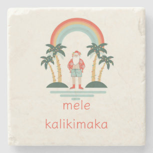Hawaiisch/Regenbogen/Palmen Santa Steinuntersetzer