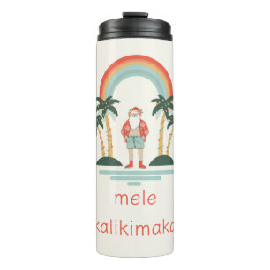 Hawaiisch/Regenbogen/Palmen Santa Thermosbecher