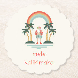 Hawaiisch/Regenbogen/Palmen Santa Untersetzer