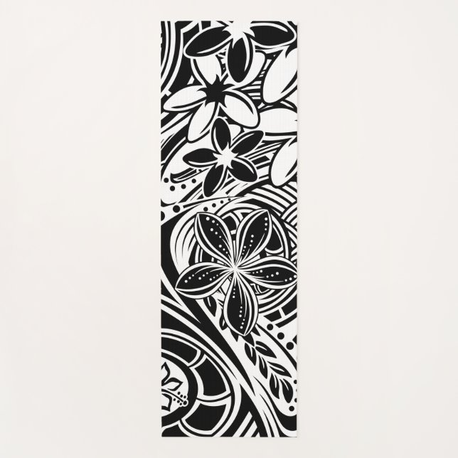 Hawaiisch - Samoan - Polynesisches Tribal Black De Yogamatte (Vorderseite)