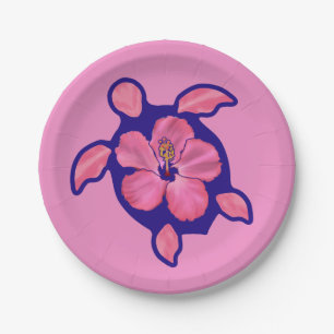 Hawaiische Honu Schildkröte und Hibiskus Pappteller