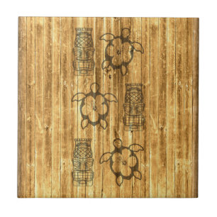 Hawaiische Honu und Tiki Maske Fliese