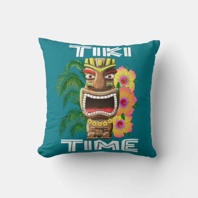 Hawaiische Inseln Tiki Statue Kissen (Vorderseite)