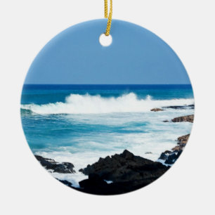 Hawaiische Lava-Ozean-Küsten-Linie Hawaii-Wellen Keramik Ornament