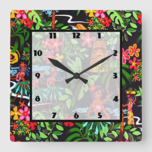 Hawaiische Mädchen Quadratische Wanduhr