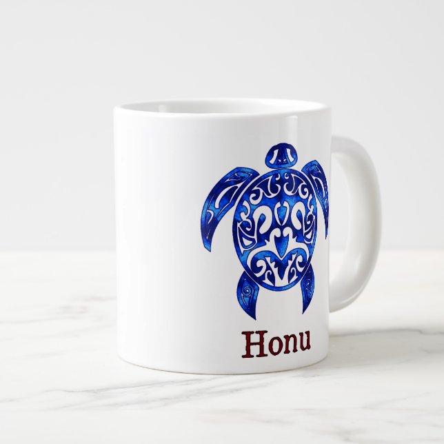 Hawaiische Meeresschildkröte im variablen Blau Jumbo-Tasse (Vorderseite Rechts)