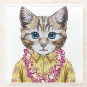 Hawaiische Miezekatze-Katze Glasuntersetzer