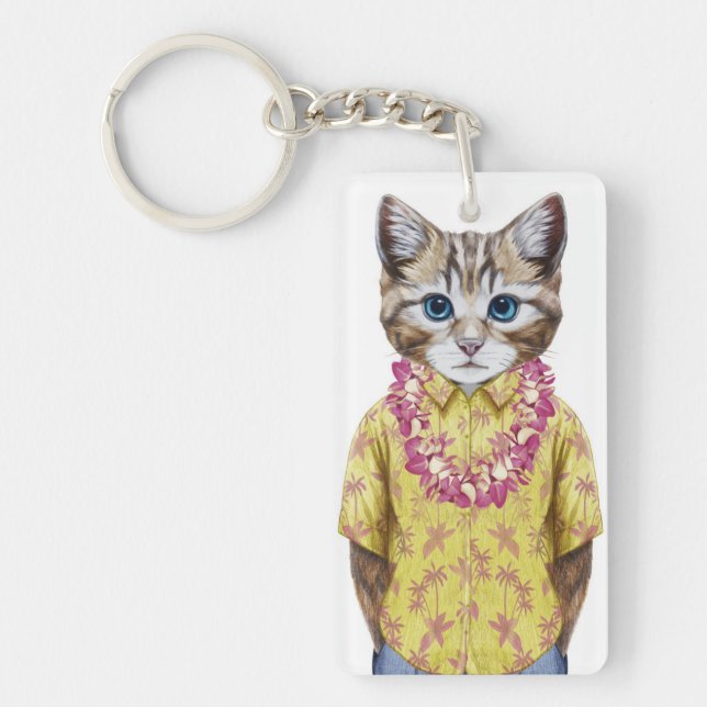 Hawaiische Miezekatze-Katze Schlüsselanhänger (Vorderseite)