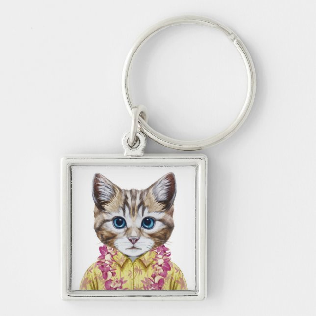 Hawaiische Miezekatze-Katze Schlüsselanhänger (Vorne)