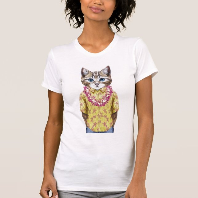 Hawaiische Miezekatze-Katze T-Shirt (Vorderseite)