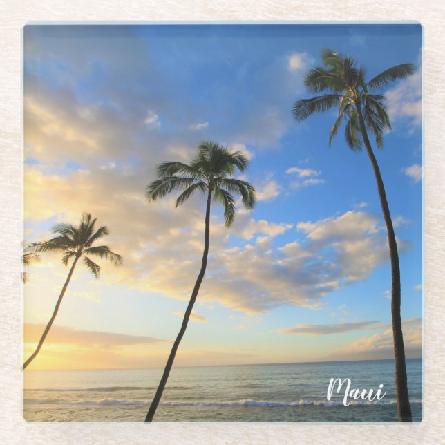 Hawaiische Palmen und Glasuntersetzer (Vorderseite)