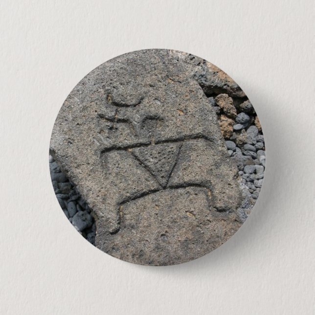 Hawaiische Petroglyphe - Knopf Button (Vorderseite)