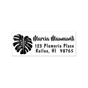 Hawaiische Rücksendeadresse-Briefmarke Monstera Gummistempel
