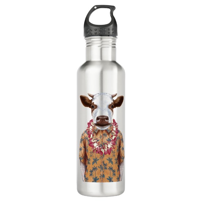 Hawaiische Shirt-Kuh Edelstahlflasche (Vorderseite)