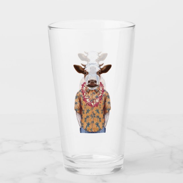 Hawaiische Shirt-Kuh Glas (Vorderseite)