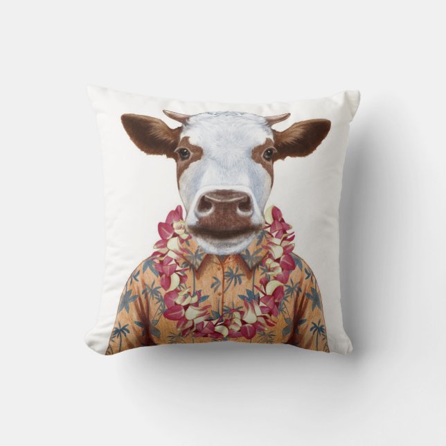 Hawaiische Shirt-Kuh Kissen (Vorderseite)