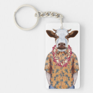Hawaiische Shirt-Kuh Schlüsselanhänger