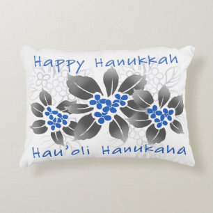 Hawaiische Stechpalmen-Chanukka-blaues Blumen Zierkissen
