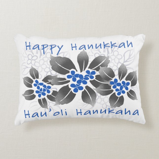 Hawaiische Stechpalmen-Chanukka-blaues Blumen Zierkissen (Vorderseite)