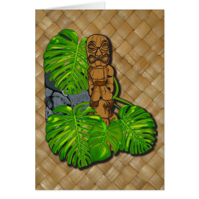 Hawaiische Tiki Lauhala Karte (Vorne)