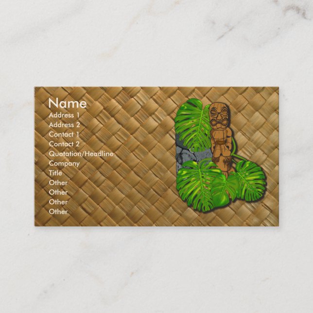Hawaiische Tiki Lauhala Visitenkarten Visitenkarte (Vorderseite)