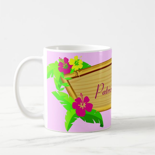 Hawaiische Tropen-Blumenschablonen-Tasse Kaffeetasse (Links)