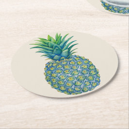 Hawaiische tropische Ananas-Untersetzer Runder Pappuntersetzer