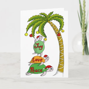 Hawaiische Weihnachtsschildkröte Sankt Feiertagskarte
