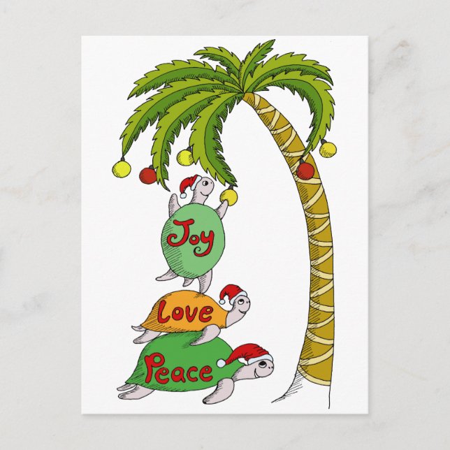 Hawaiische Weihnachtsschildkröte Sankt Feiertagspostkarte (Vorderseite)