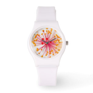 Hawaiischer Hibiskus-sportliche weiße Silikon-Uhr Armbanduhr