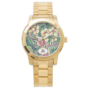 Hawaiischer mutiger Plumeria-helles mit Armbanduhr