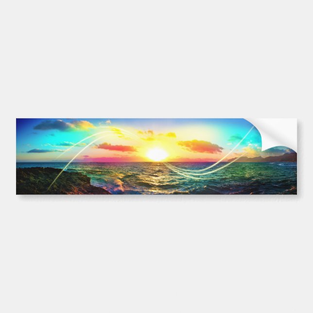 Hawaiischer Sonnenaufgang Autoaufkleber (Vorne)